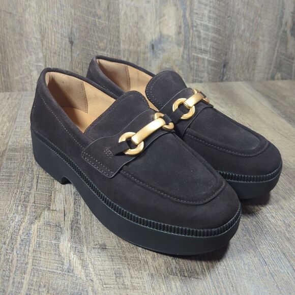 FitFlop F-LUMA Chunky-Snaffle Brown Luxe Suede Loafers Women’s EU 41 / US 9 - Picture 1 of 13